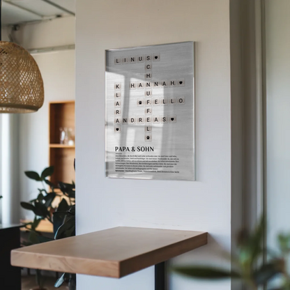 Personalisierte Acrylglas Foto Poster Papa Sohn Kreuzworträtsel