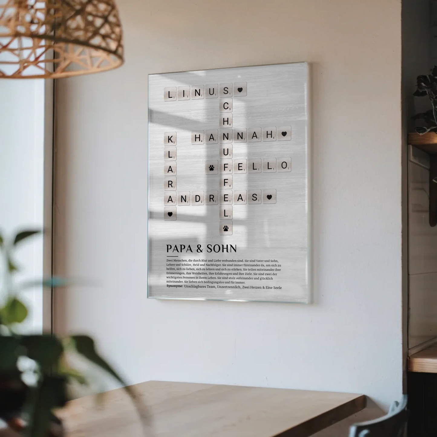 Personalisierte Acrylglas Foto Poster Papa Sohn Kreuzworträtsel