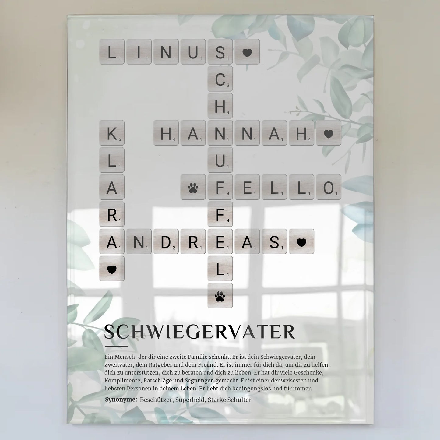Personalisierte Acrylglas Foto Poster Schwiegervater Definition Kreuzworträtsel