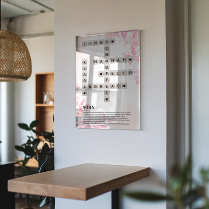 Personalisierte Acrylglas Foto Poster Definition Sohn Kreuzworträtsel