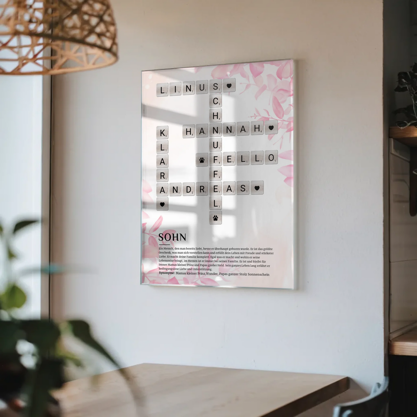 Personalisierte Acrylglas Foto Poster Definition Sohn Kreuzworträtsel
