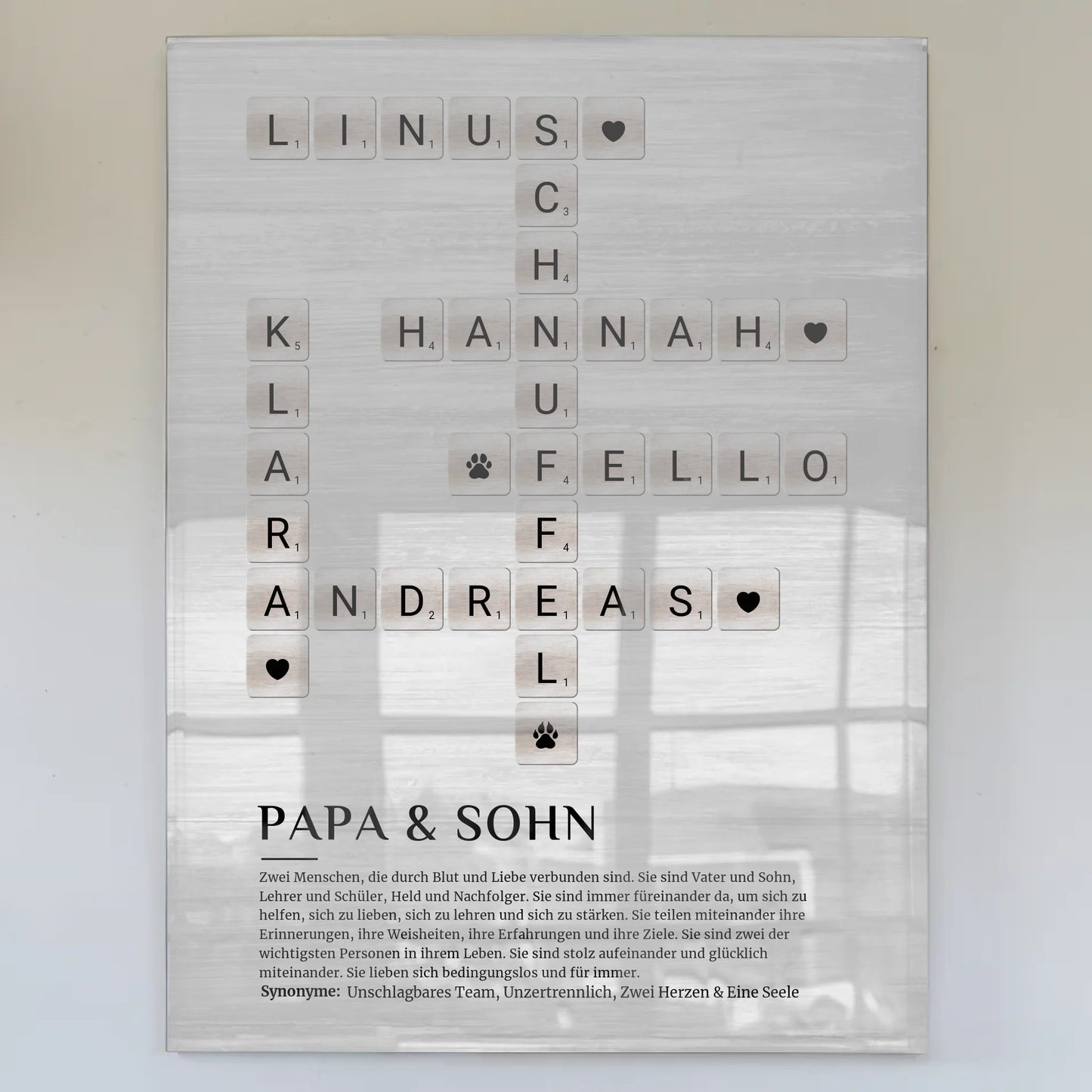 Personalisierte Acrylglas Foto Poster Papa Sohn Kreuzworträtsel