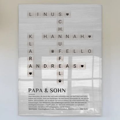 Personalisierte Acrylglas Foto Poster Papa Sohn Kreuzworträtsel