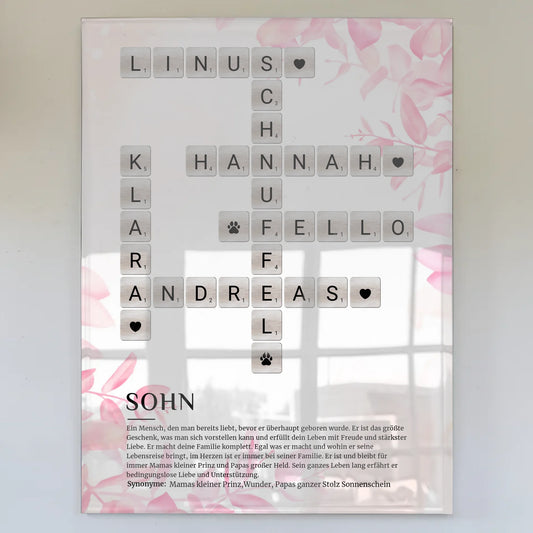 Personalisierte Acrylglas Foto Poster Definition Sohn Kreuzworträtsel