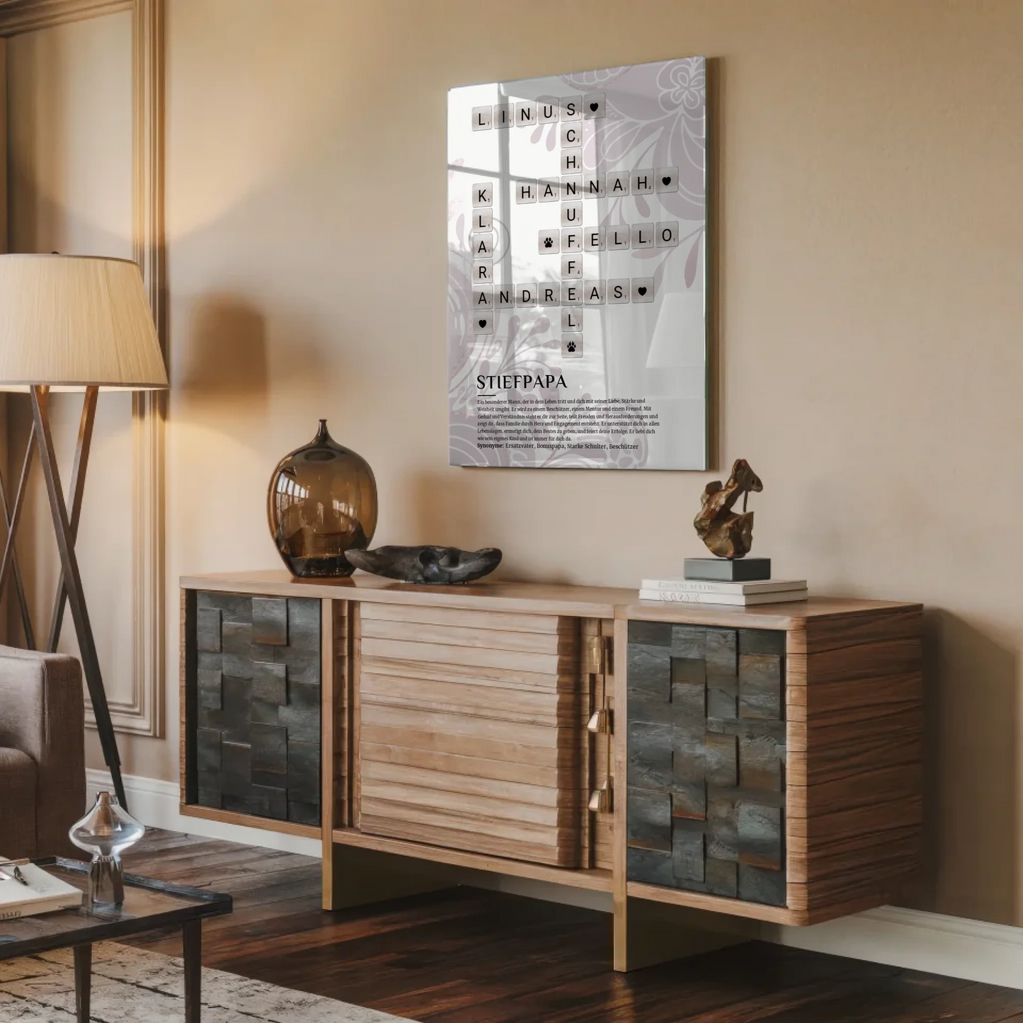 Personalisierte Acrylglas Foto Poster Stiefpapa Kreuzworträtsel