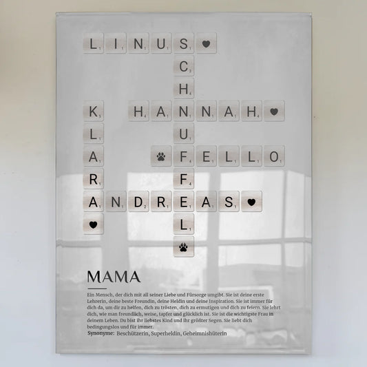 Mama Definition Acrylglasbild Poster Kreuzworträtsel Geschenk