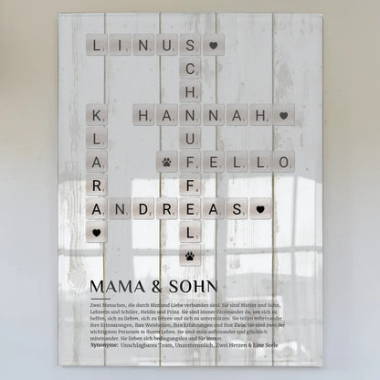 Mama & Sohn Definition Acrylglas Foto Poster Kreuzworträtsel
