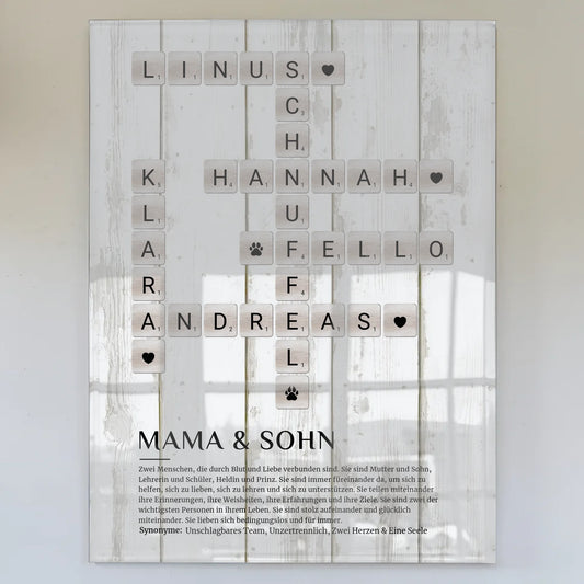 Mama & Sohn Definition Acrylglas Foto Poster Kreuzworträtsel
