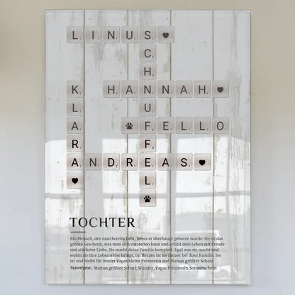Tochter Definition Acrylglas Bild Poster Kreuzworträtsel
