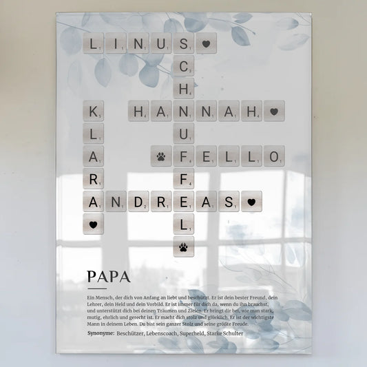 Papa Definition Acrylglas Bild Poster Kreuzworträtsel Geschenk
