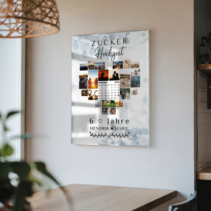Acrylglasbild Kalender 6. Hochzeitstag Zuckerhochzeit Geschenk