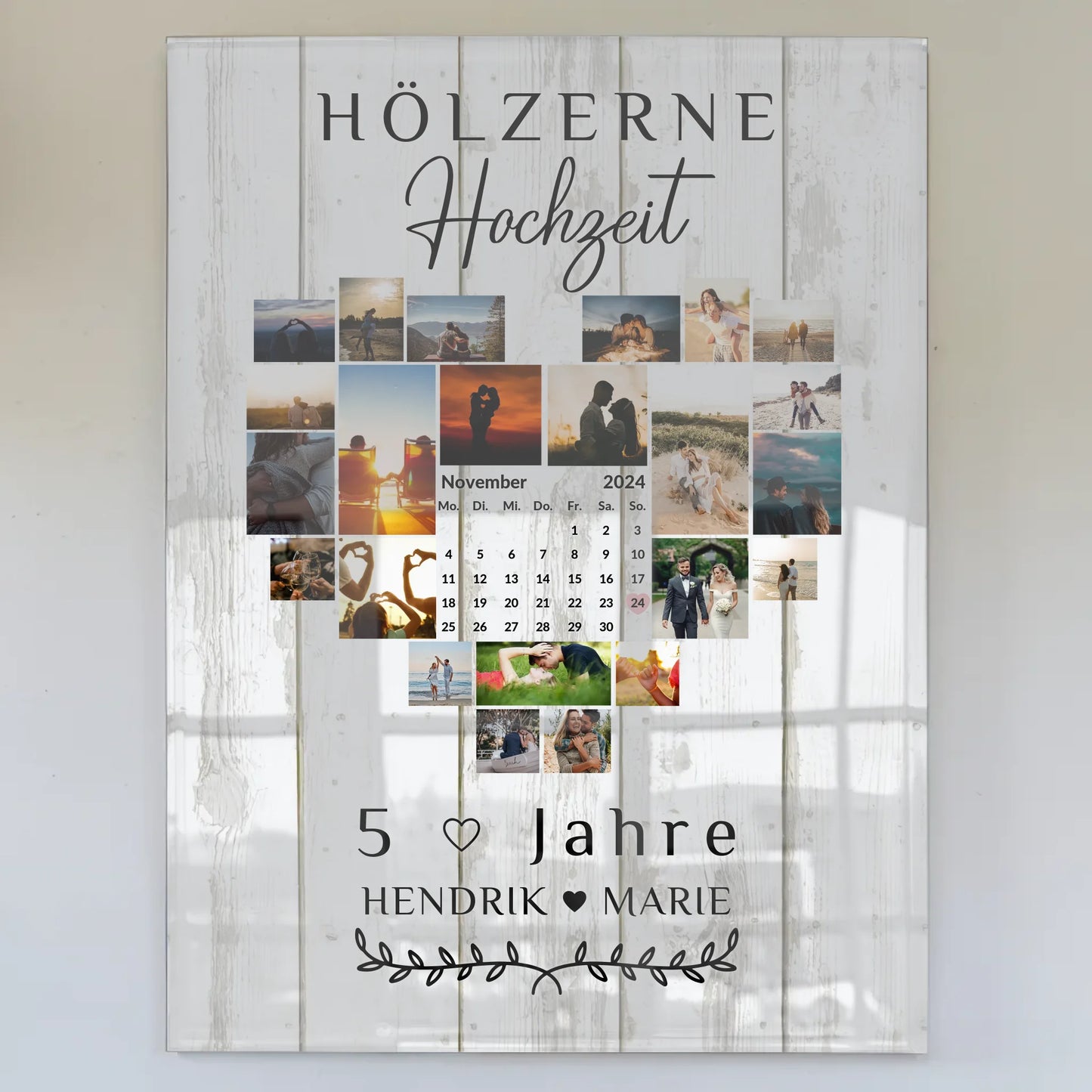 Acrylglas Bild Kalender 5 Hochzeitstag Hölzerne Geschenk