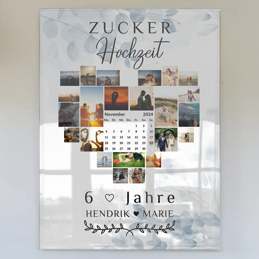 Acrylglasbild Kalender 6. Hochzeitstag Zuckerhochzeit Geschenk