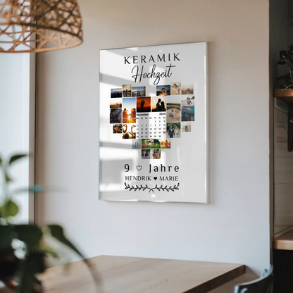 Acrylglas Poster Kalender 9 Hochzeitstag Keramikhochzeit Geschenk