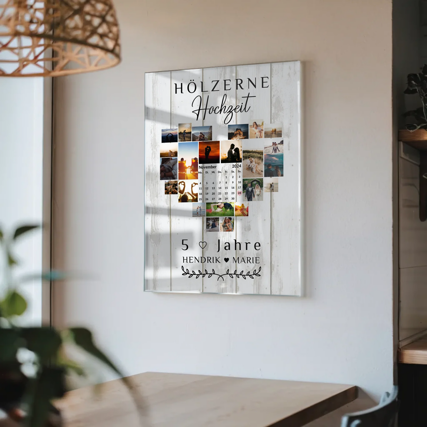 Acrylglas Bild Kalender 5 Hochzeitstag Hölzerne Geschenk