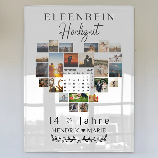 Acrylglas Poster Kalender 14 Hochzeitstag Elfenbeinhochzeit Geschenk