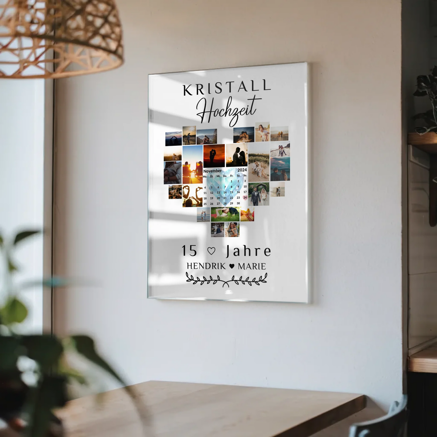 Acrylglas Bild Kalender 15 Hochzeitstag Kristallhochzeit Geschenk