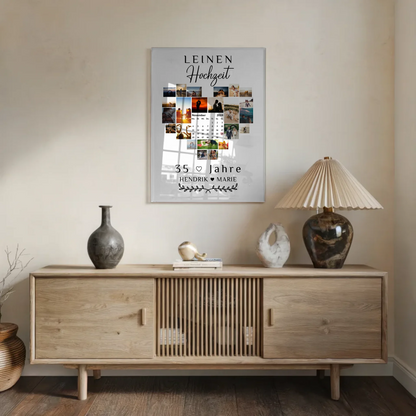 Acrylglas Poster Kalender 35 Hochzeitstag Leinenhochzeit Geschenk