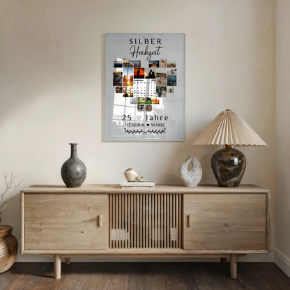 Acrylglas Bild Kalender 25 Hochzeitstag Silberhochzeit Geschenk