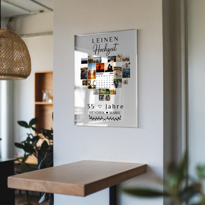 Acrylglas Poster Kalender 35 Hochzeitstag Leinenhochzeit Geschenk