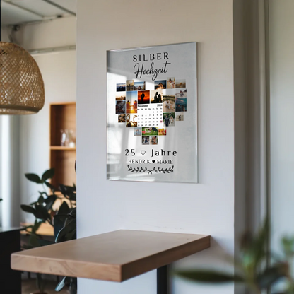 Acrylglas Bild Kalender 25 Hochzeitstag Silberhochzeit Geschenk