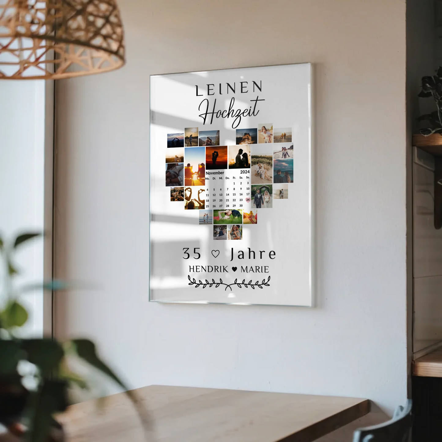 Acrylglas Poster Kalender 35 Hochzeitstag Leinenhochzeit Geschenk