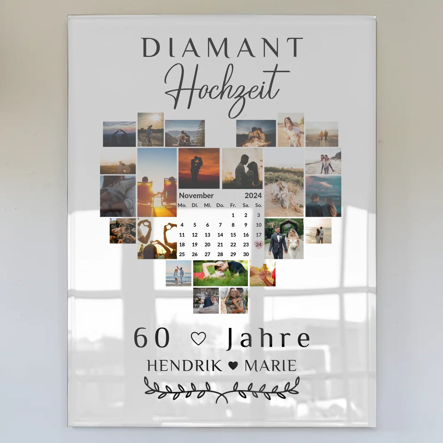 Acrylglas Poster Kalender 60 Hochzeitstag Geschenk Idee