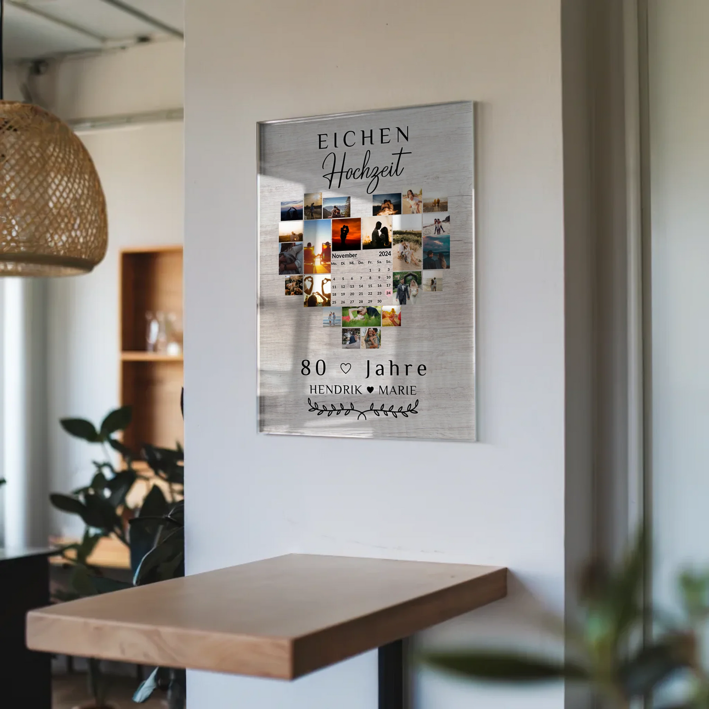 Acrylglas Foto Poster Kalender Eichenhochzeit Geschenk