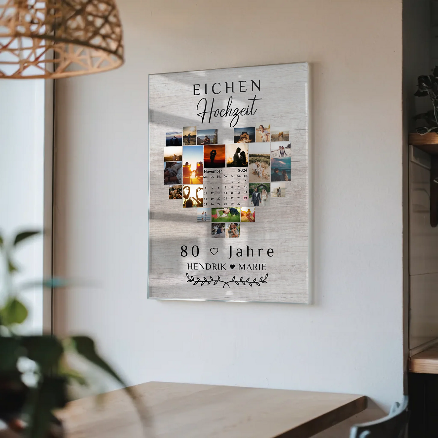 Acrylglas Foto Poster Kalender Eichenhochzeit Geschenk