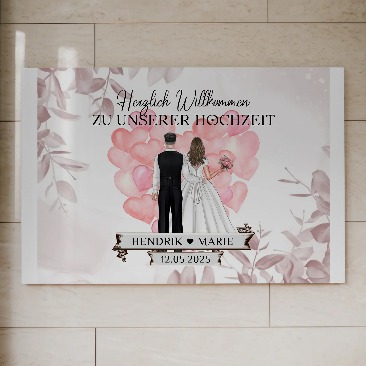 Willkommensschild Hochzeit Herz Ballons Fotoboard Geschenk
