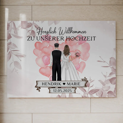 Willkommensschild Hochzeit Herz Ballons Fotoboard Geschenk