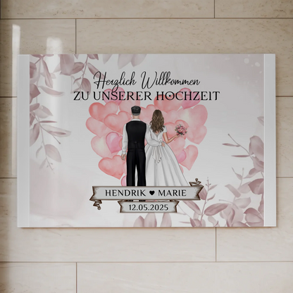 Willkommensschild Hochzeit Herz Ballons Fotoboard Geschenk