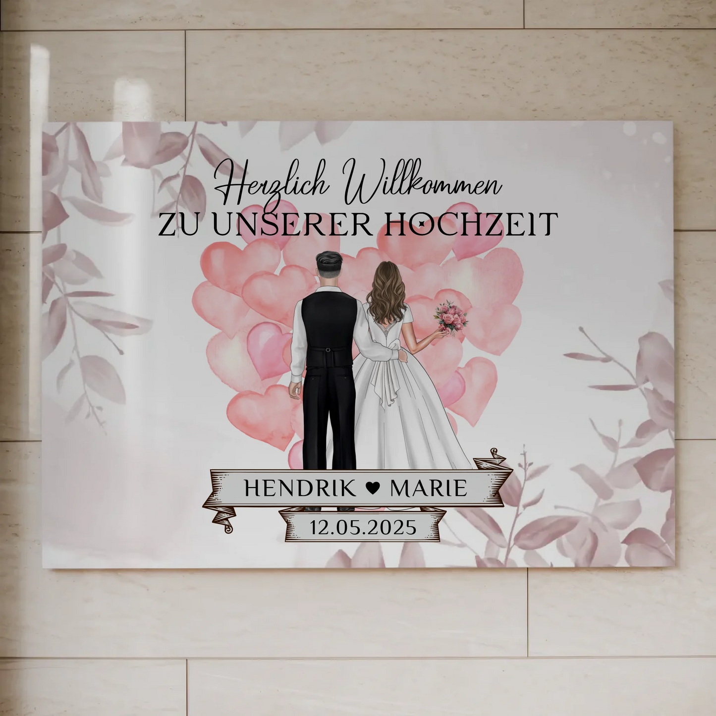 Willkommensschild Hochzeit Herz Ballons Fotoboard Geschenk