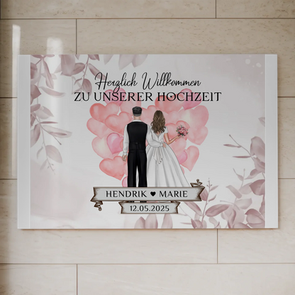 Willkommensschild Hochzeit Herz Ballons Fotoboard Geschenk