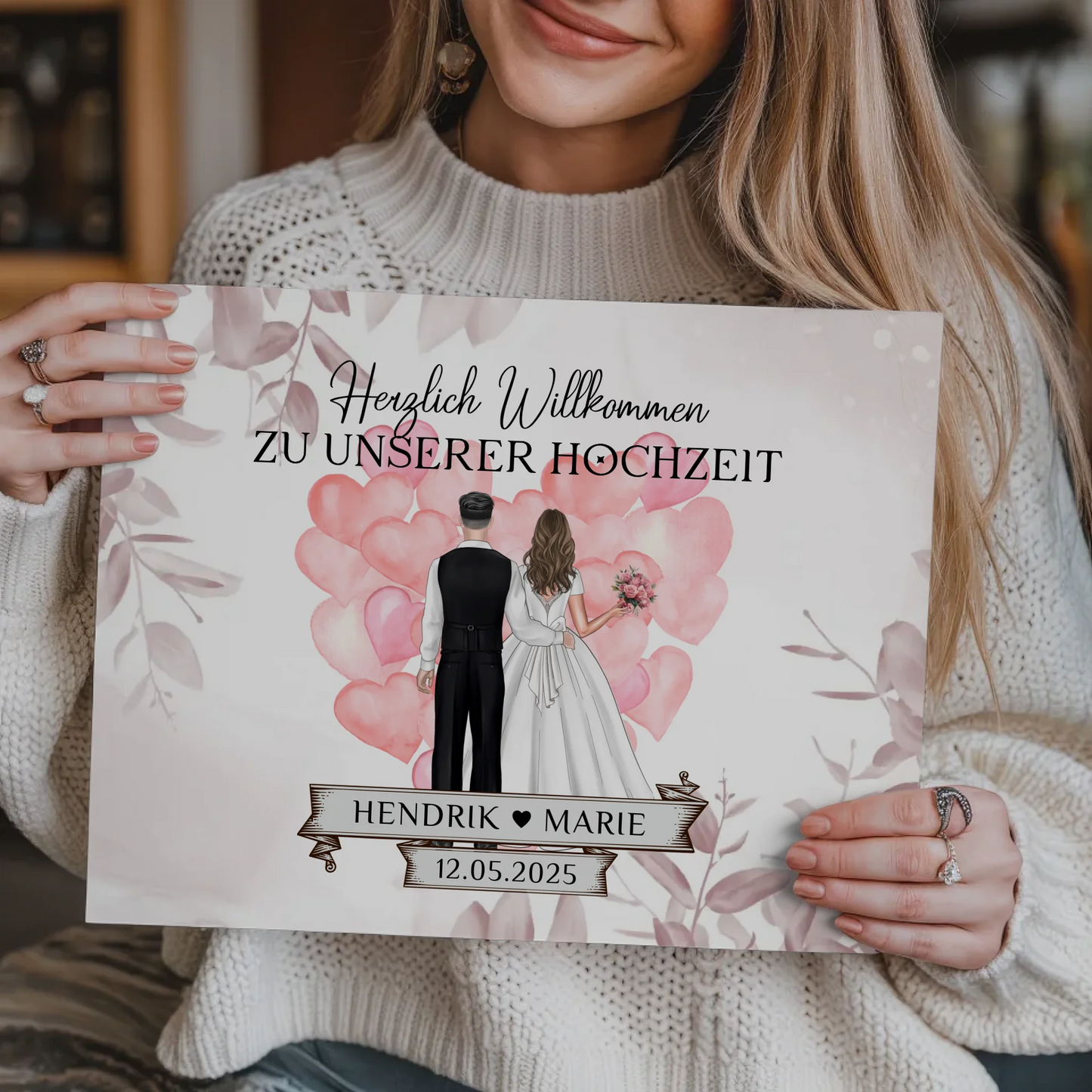 Willkommensschild Hochzeit Herz Ballons Fotoboard Geschenk