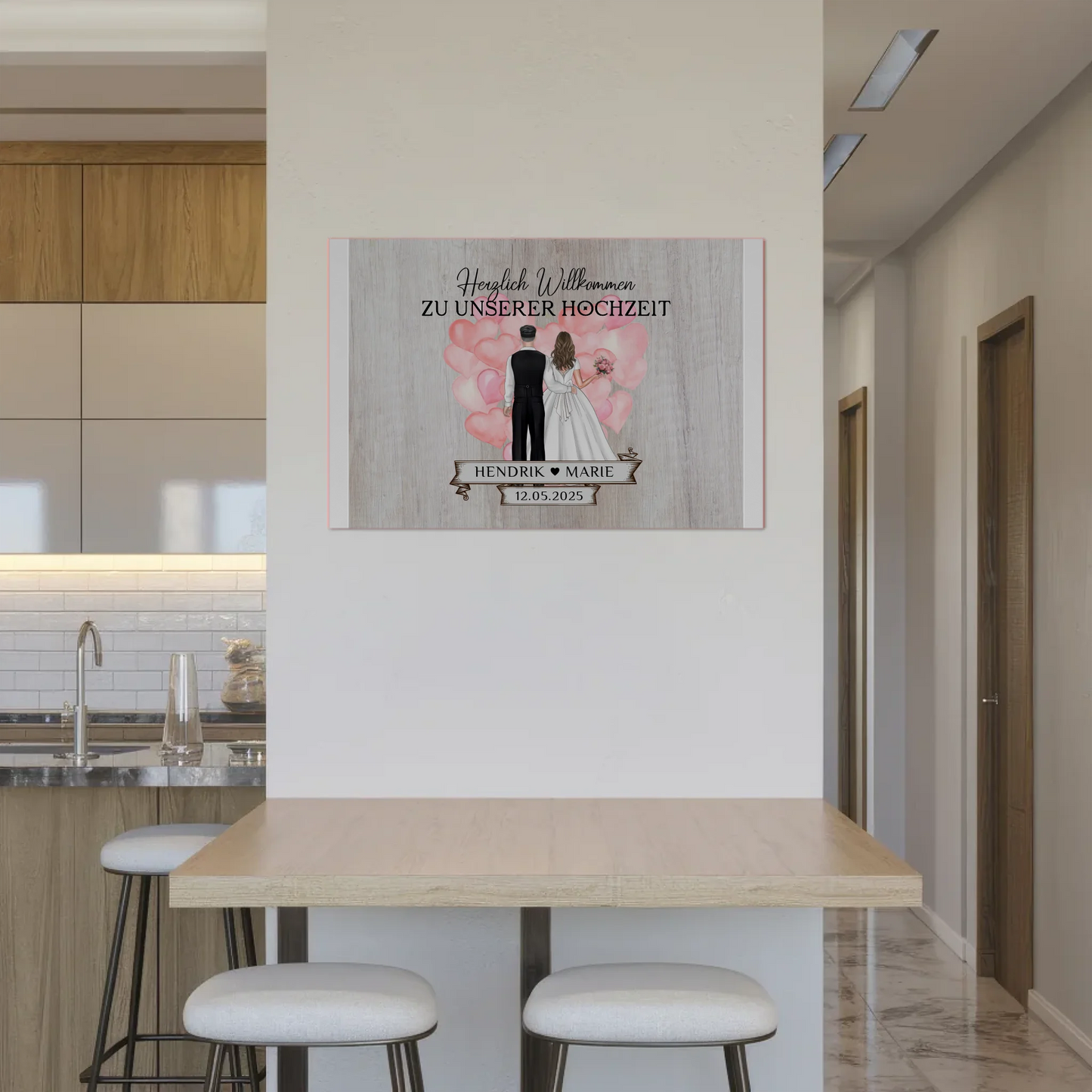 Hochzeit Willkommensschild Holz Stil Fotoboard Design