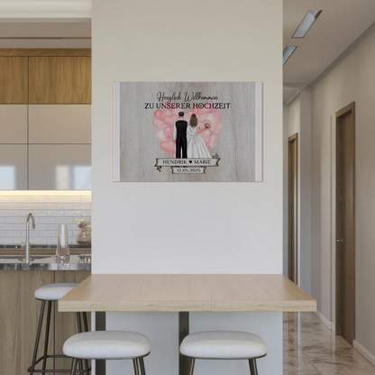 Hochzeit Willkommensschild Holz Stil Fotoboard Design