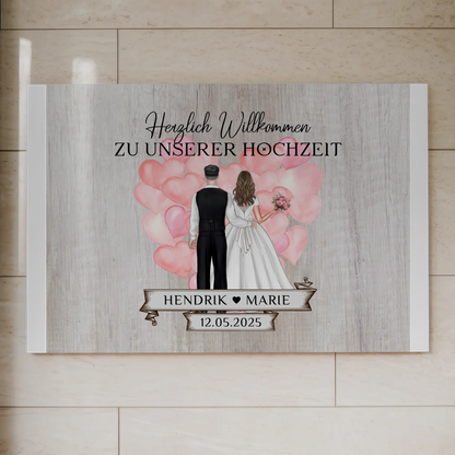 Hochzeit Willkommensschild Holz Stil Fotoboard Design