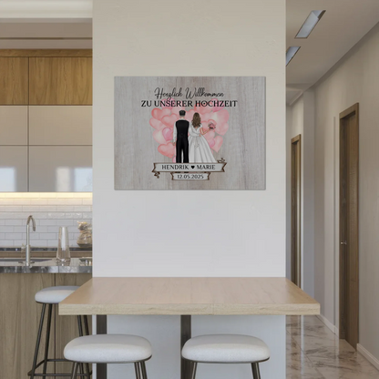 Hochzeit Willkommensschild Holz Stil Fotoboard Design