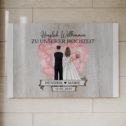 Hochzeit Willkommensschild Holz Stil Fotoboard Design