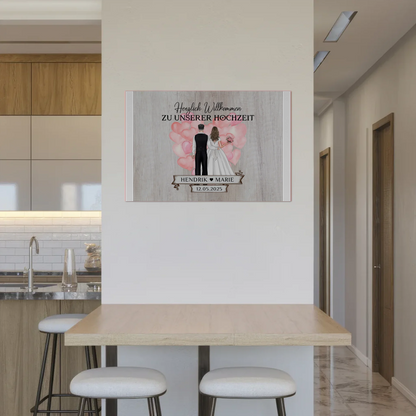 Hochzeit Willkommensschild Holz Stil Fotoboard Design