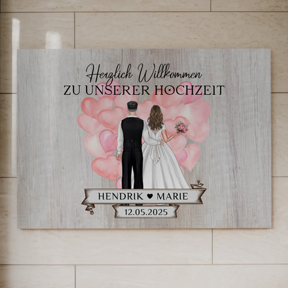 Hochzeit Willkommensschild Holz Stil Fotoboard Design