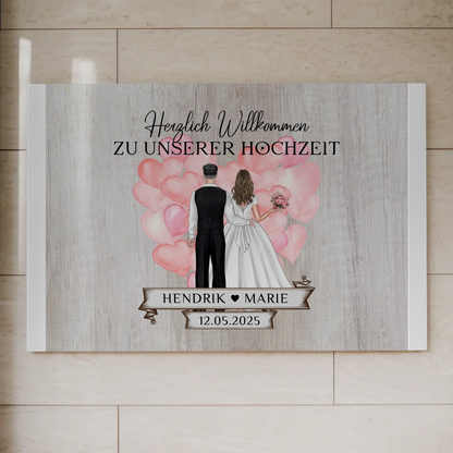 Hochzeit Willkommensschild Holz Stil Fotoboard Design
