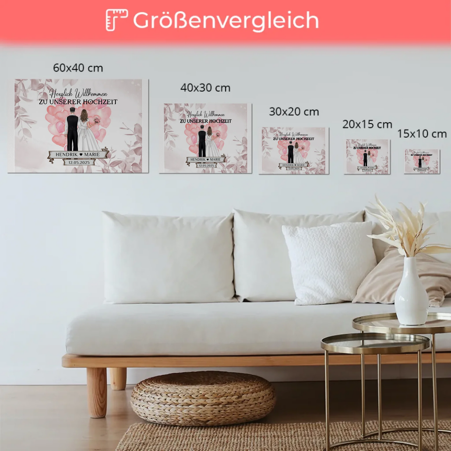 Willkommensschild Hochzeit Herz Ballons Fotoboard Geschenk