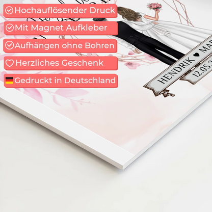 Willkommens Fotoboard Hochzeit Rosa Floral mit Namen