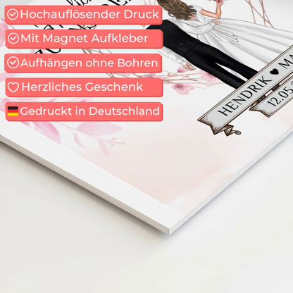 Willkommens Fotoboard Hochzeit Rosa Floral mit Namen