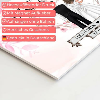 Willkommens Fotoboard Hochzeit Rosa Floral mit Namen