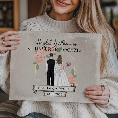 Fotoboard Hochzeit Herzlich Willkommen Vintage Design