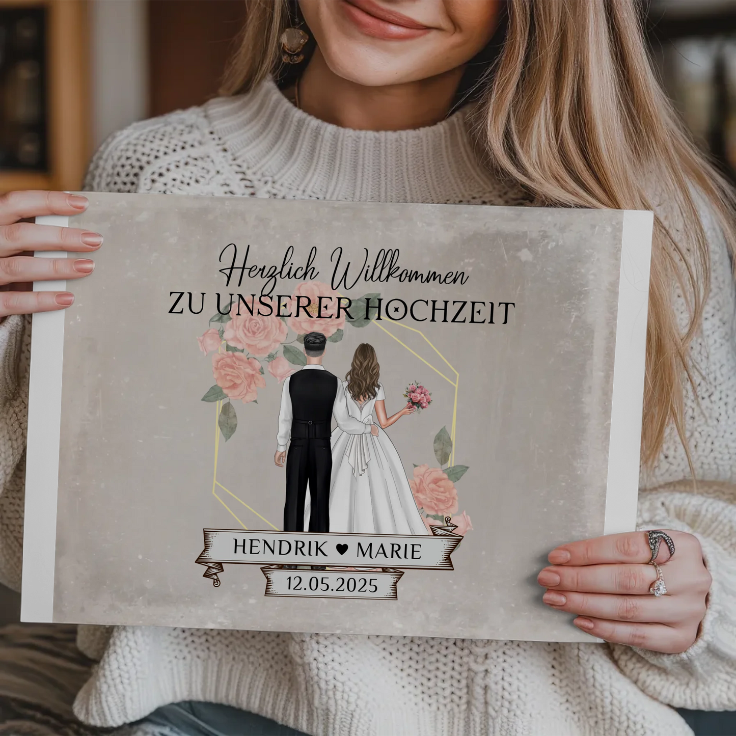 Fotoboard Hochzeit Herzlich Willkommen Vintage Design