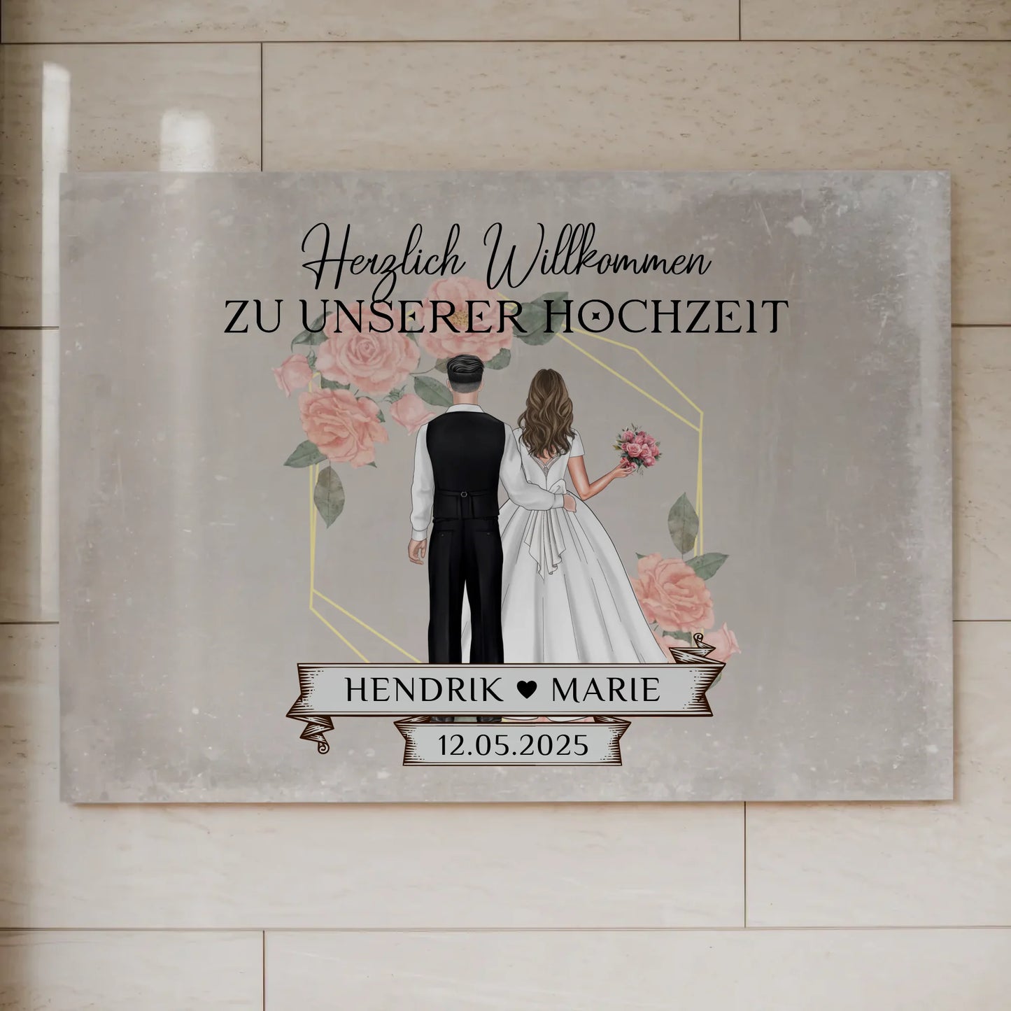 Fotoboard Hochzeit Herzlich Willkommen Vintage Design